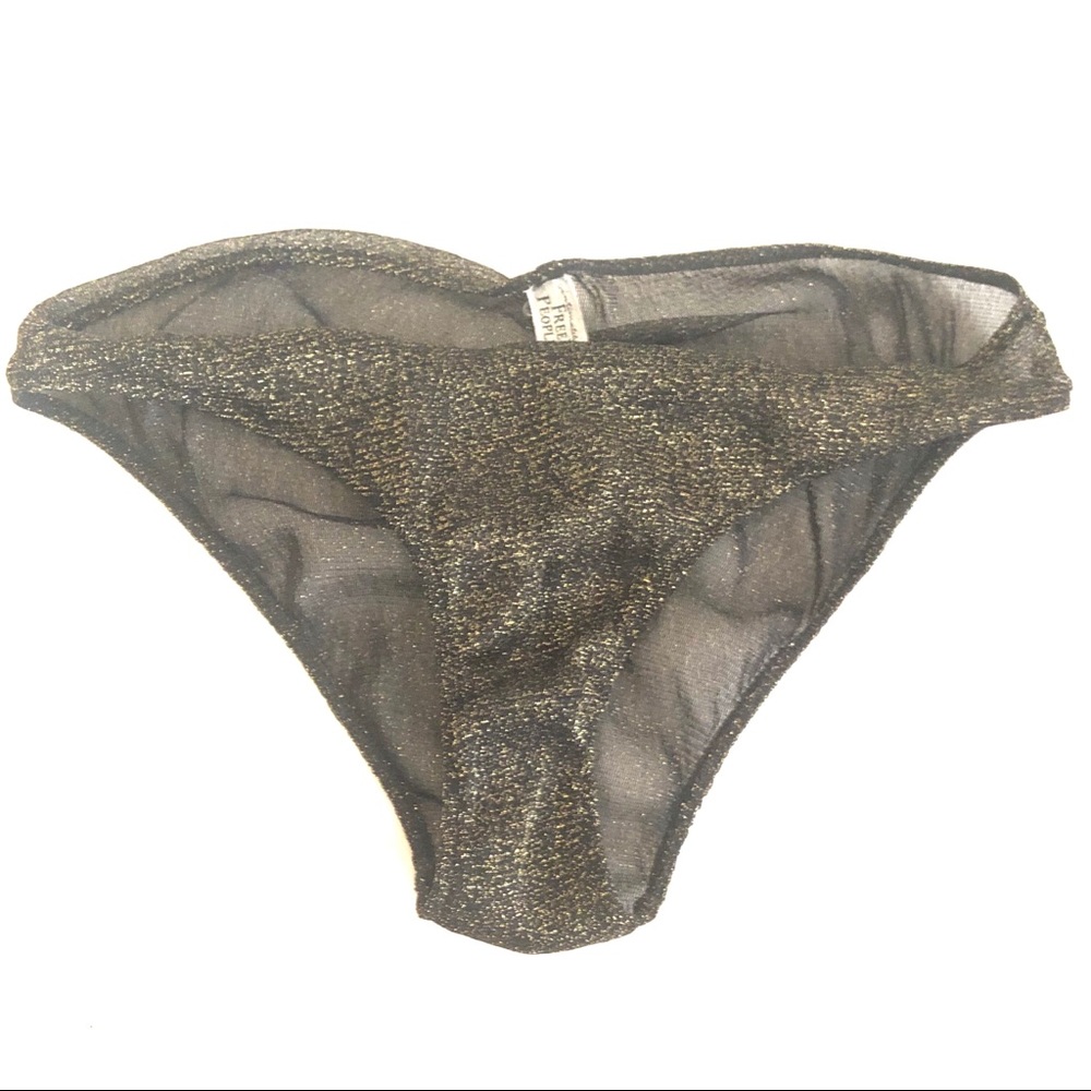 🆕Free People NWOT Sparkly Black Sheer Mesh Undies